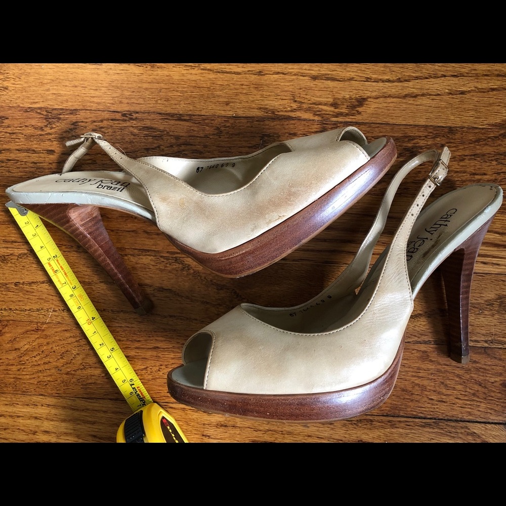 Tan Sling-back Heels Sandals - Picture 4 of 5